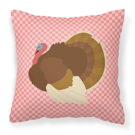 Carolines Treasures Carolines Treasures BB7990PW1414 French Turkey Dindon Pink Check Fabric Decorative Pillow; 14 x 14 in. BB7990PW1414